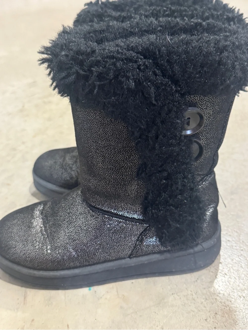 Black Sparkle Faux Fur Winter Boots